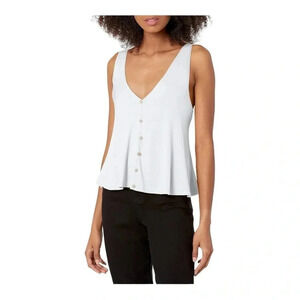 🤍 Angie V-Neck Swing Tank with Button Center Front and Open Back. Small‎